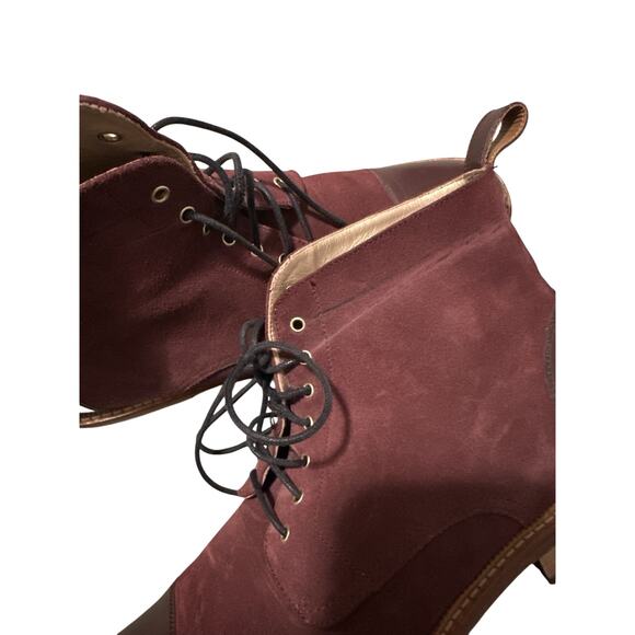 TAFT Burgundy Brown Leather Suede Cap Toe Lace-Up Men\'s Boots EU 43 main image 7